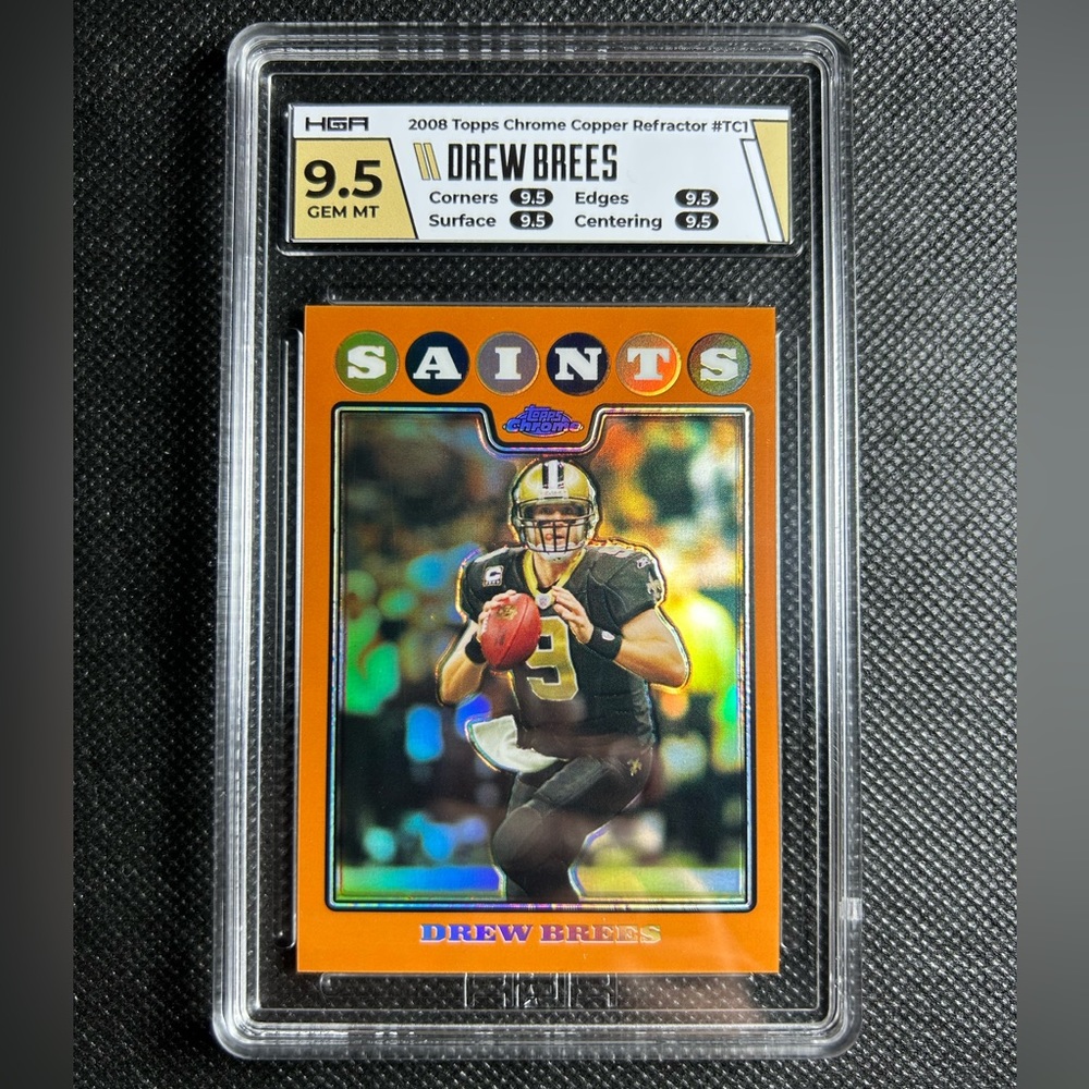 2008 Topps Chrome Bronze Refractor /425 #TC1 DREW BREES HGA 9.5Q True Gem Mint